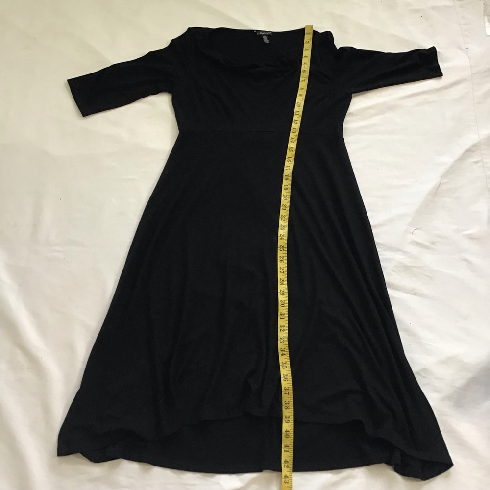 Eileen Fisher Women Elegant Black Cowl Neck Midi Cocktail Dress SP - Picture 11 of 13